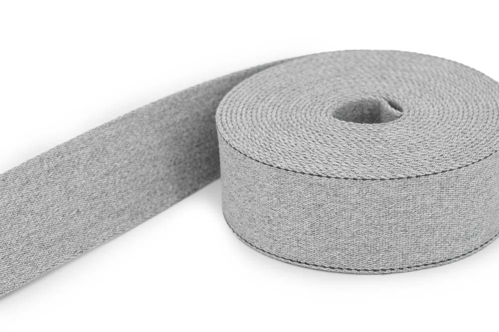 1m Gürtelband / Taschenband - aus recyceltem Garn - 39mm breit - hellgrau