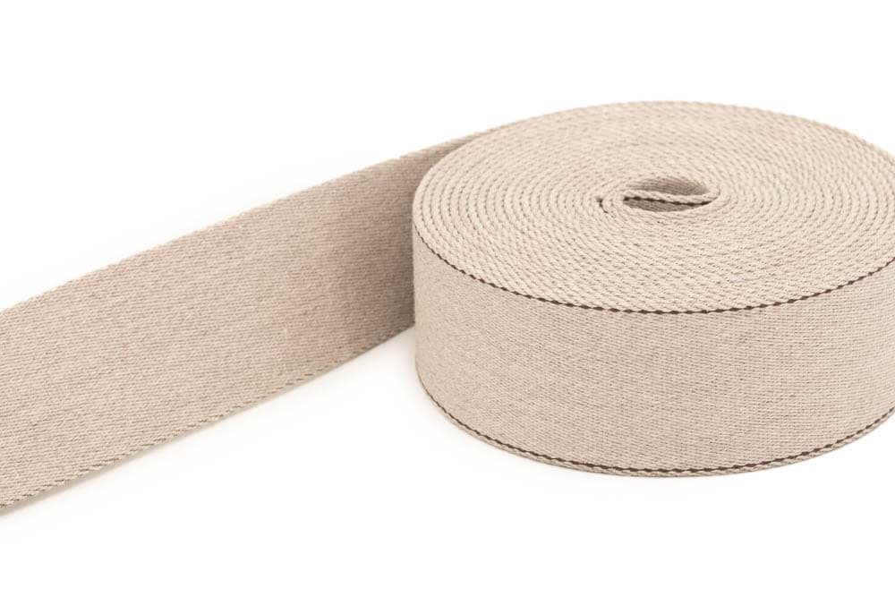 50m Gürtelband / Taschenband - aus recyceltem Garn - 39mm breit - natur meliert