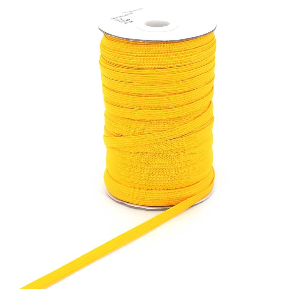 7mm breites Gummiband aus Polyester - 100m Spule - gelb