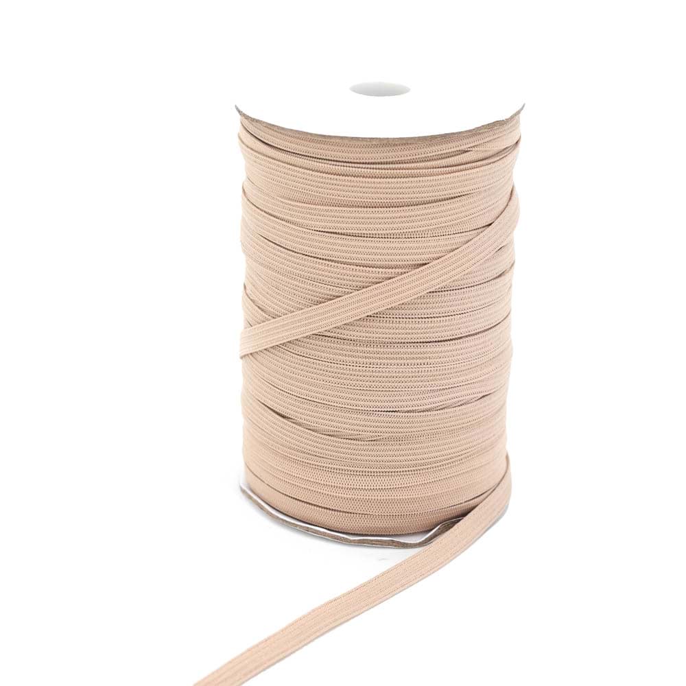7mm breites Gummiband aus Polyester - 100m Spule - beige