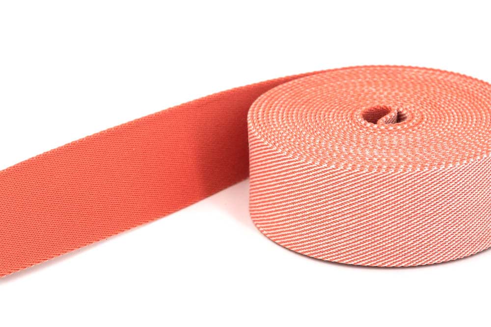1m Gürtelband / Taschenband - Weiß /Lachsfarben schräg gestreift - 40mm breit