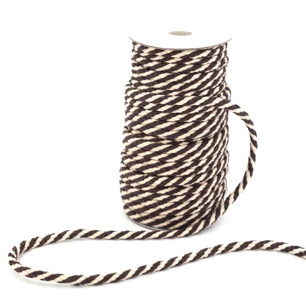 25m Baumwollkordel geflochten - 8mm - Farbe: Braun/Natur