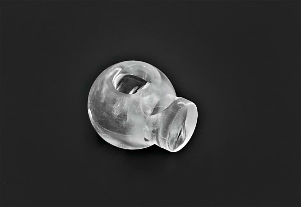 15mm Kordelstopper - 4mm Durchlass - Kugelform - transparent - 1 Loch - 100 Stück