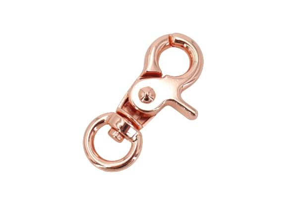 Scherenkarabiner 4,5cm lang - 10mm Rundwirbel - Rosegold - 1 Stück