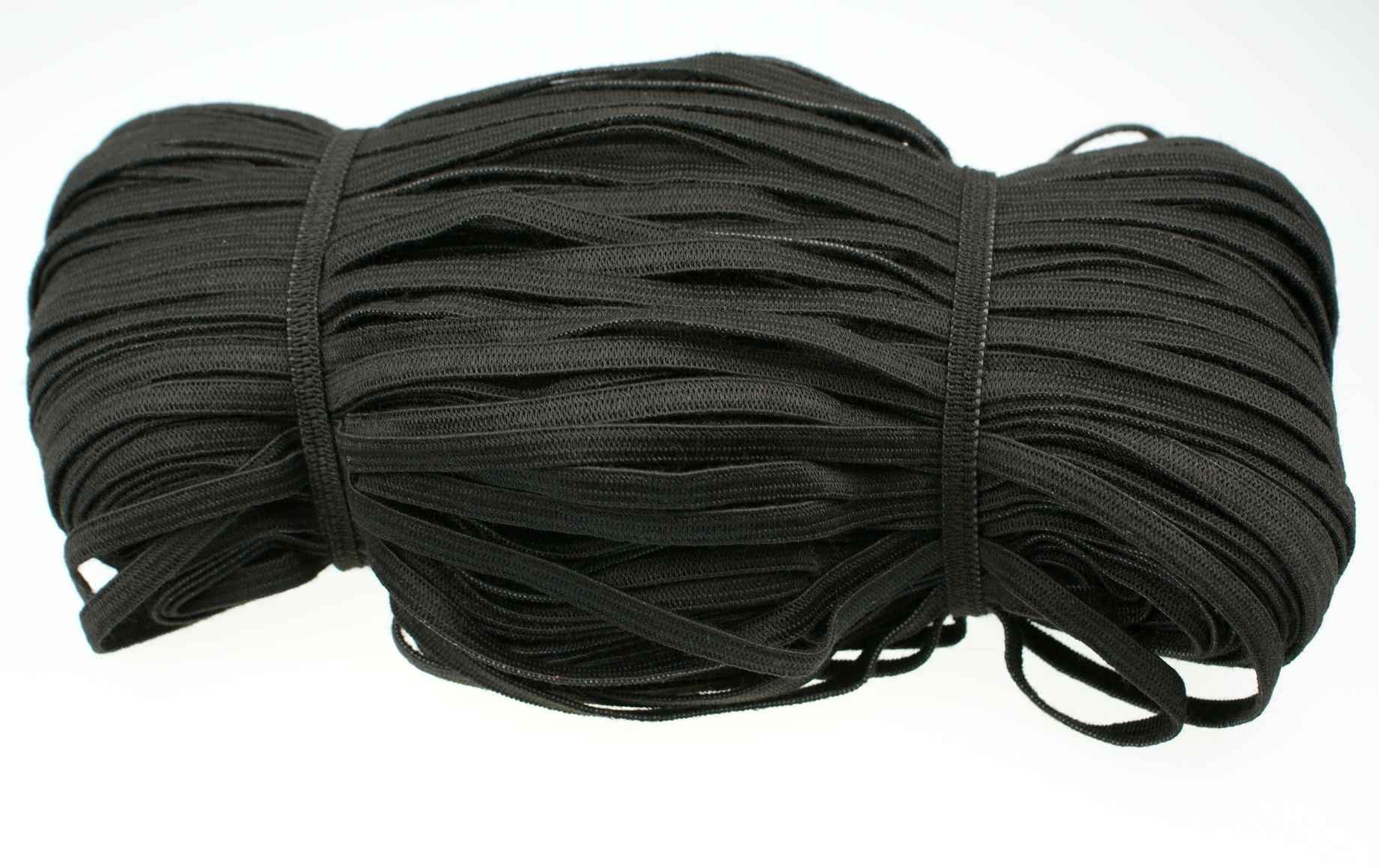 100m Gummiband aus Polyester - 5mm breit - schwarz