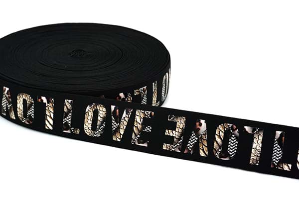 Gummiband LOVE Schlangenmuster - 38mm breit - 1m