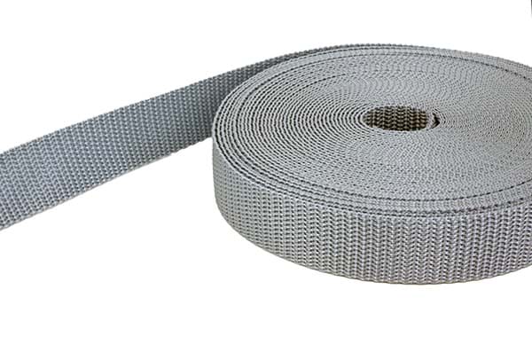 10m PP Gurtband - 40mm breit - 1,4mm stark - silbergrau (UV)