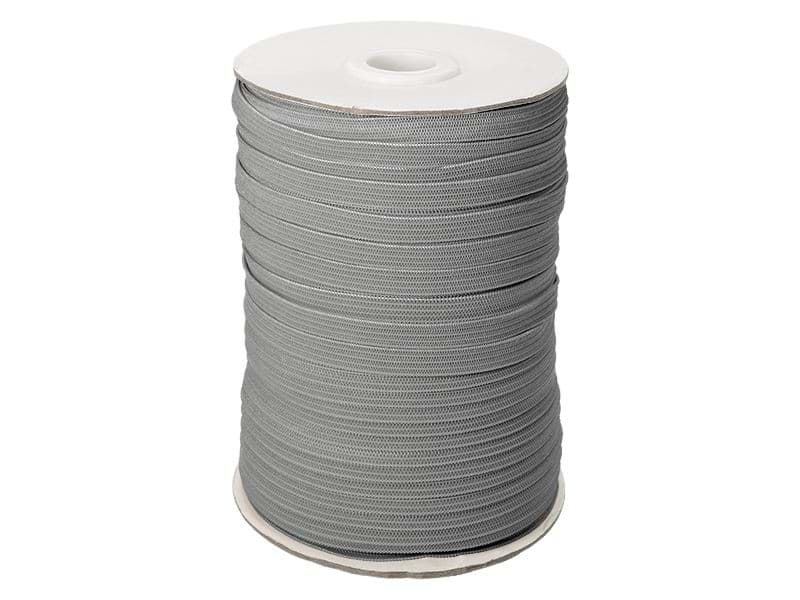 7mm breites Gummiband aus Polyester - 100m Spule - grau
