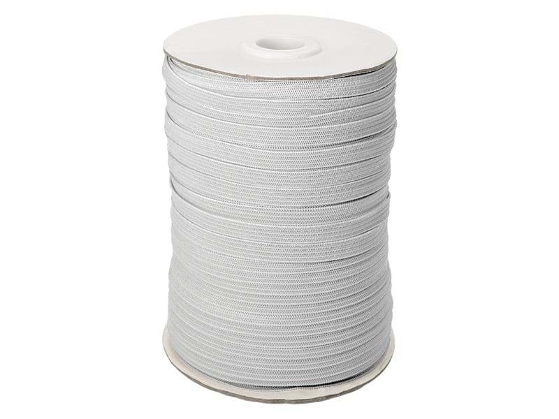 7mm breites Gummiband aus Polyester - 100m Spule - hellgrau