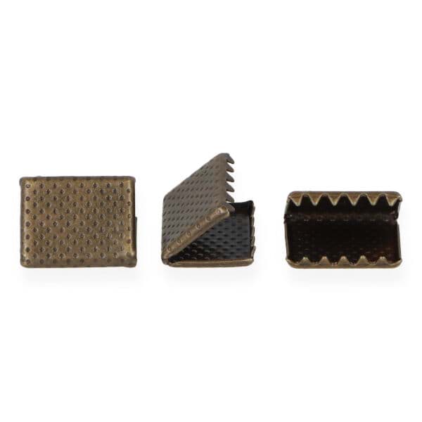 Metallenden für Flachkordel / Gurtband - 15mm breit - antik - 10 Stück