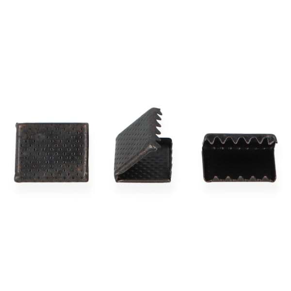 Metallenden für Flachkordel / Gurtband - 15mm breit - schwarz oxidiert - 10 Stück