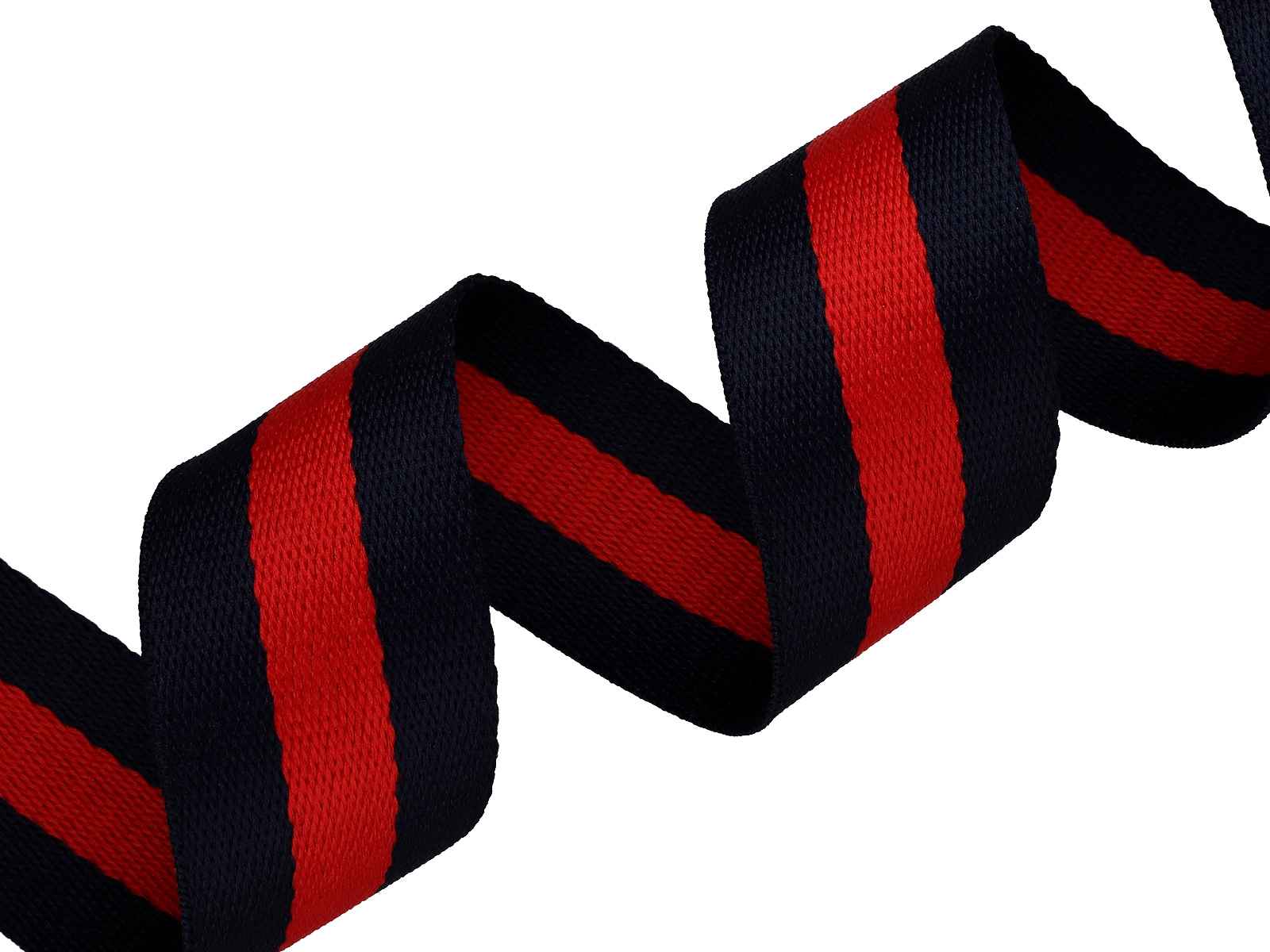 5m Gurtband aus Polycotton - 38mm breit - 1,2mm dick - Marineblau / Rot
