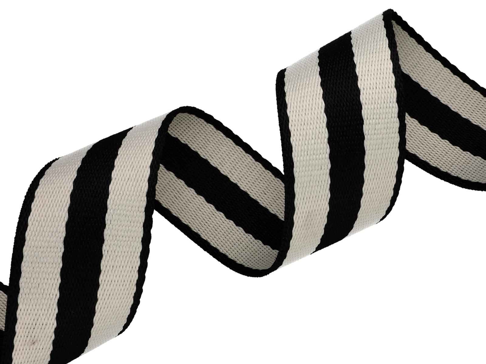 45m Gurtband aus Polycotton - 38mm breit - 1,2mm dick - Schwarz / Creme