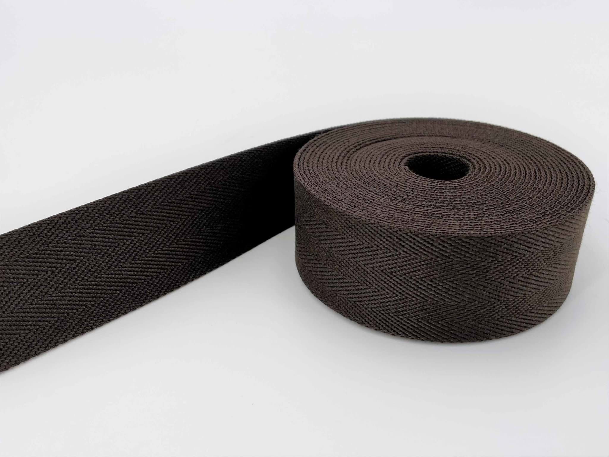 50m Gürtelband / Taschenband - 40mm breit - Fischgrät dunkelbraun uni 207