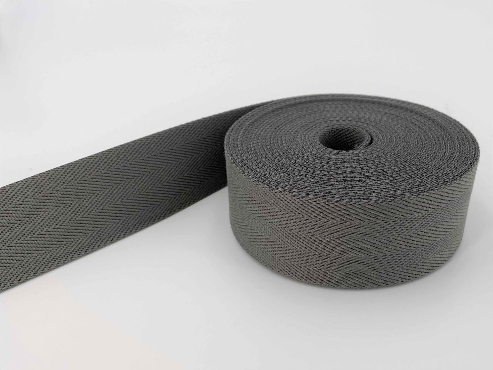 50m Gürtelband / Taschenband - 40mm breit - Fischgrät grau uni 204