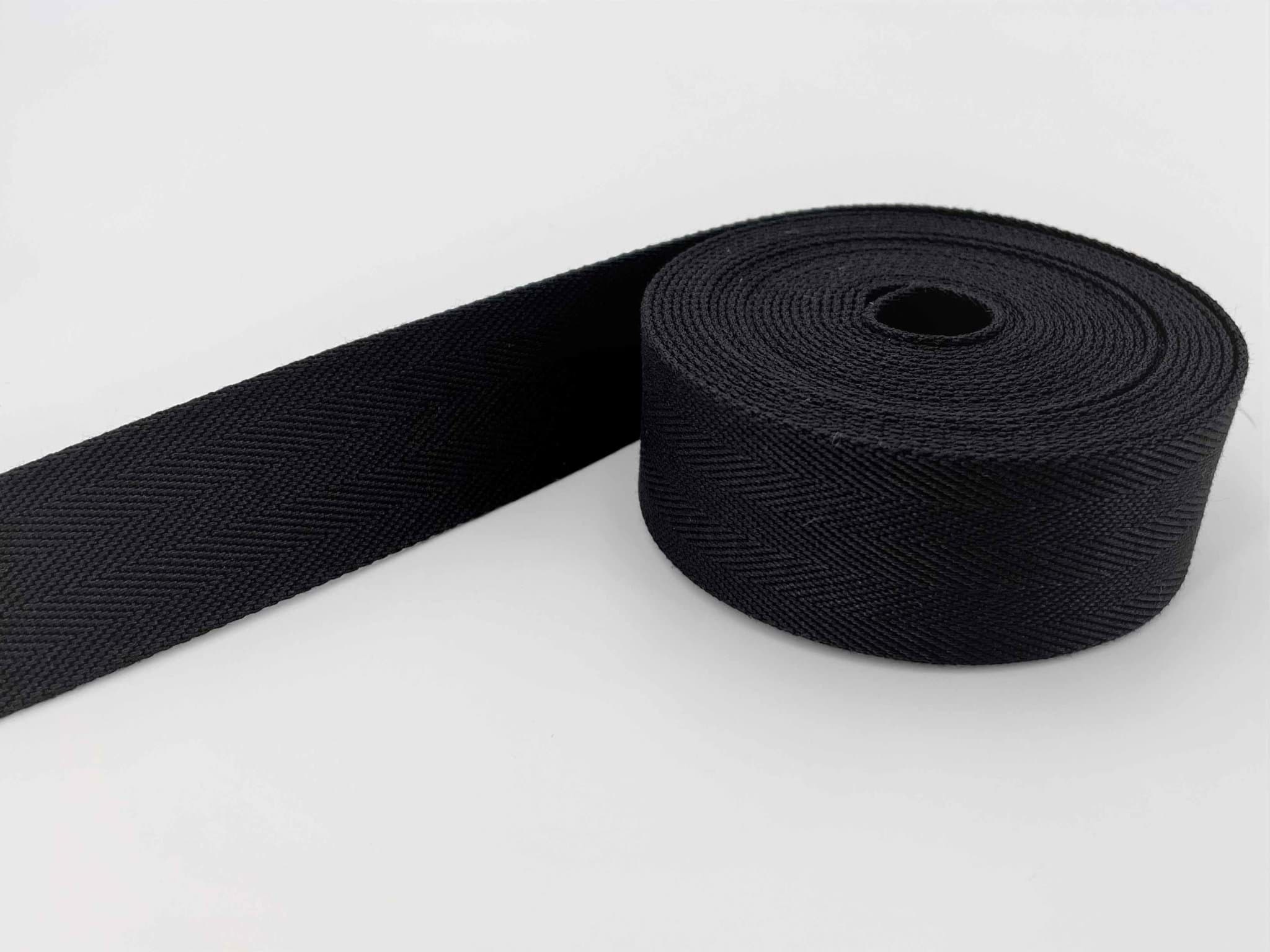 5m Gürtelband / Taschenband - 40mm breit - Fischgrät schwarz uni 1