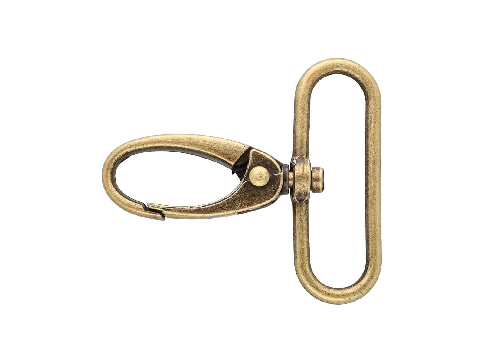 Karabiner aus Zinkdruckguss - 5cm lang - 38mm Durchlass - altmessing - 1 Stück