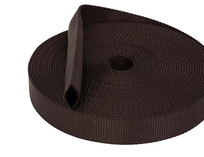 50m Schlauchgurt / Schlauchband - Polyamid - 25mm breit - dunkelbraun