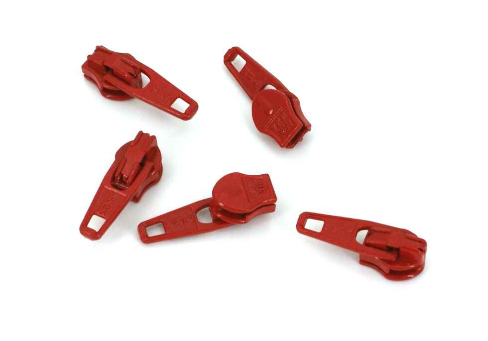 Zipper für 5mm YKK Reißverschlüsse, Farbe: rot 519 - 5 Stück