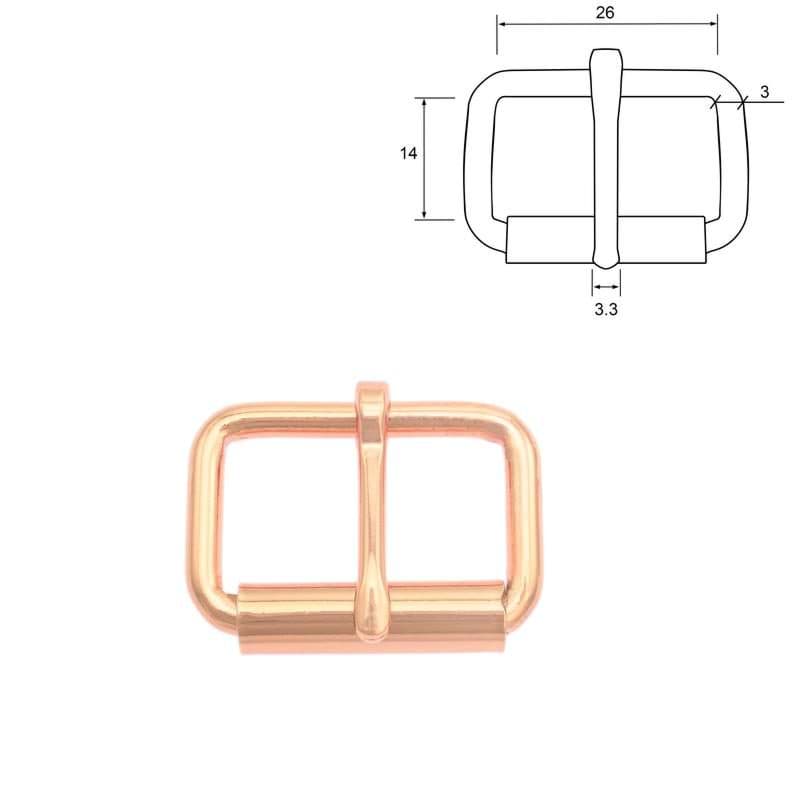 Rollschnalle aus Stahl - Rosegold - 26mm x 14mm - 10 Stück
