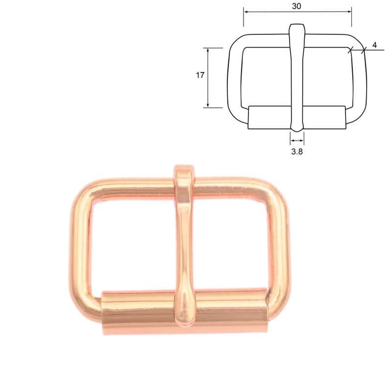 Rollschnalle aus Stahl - Rosegold - 30mm x 17mm - 10 Stück