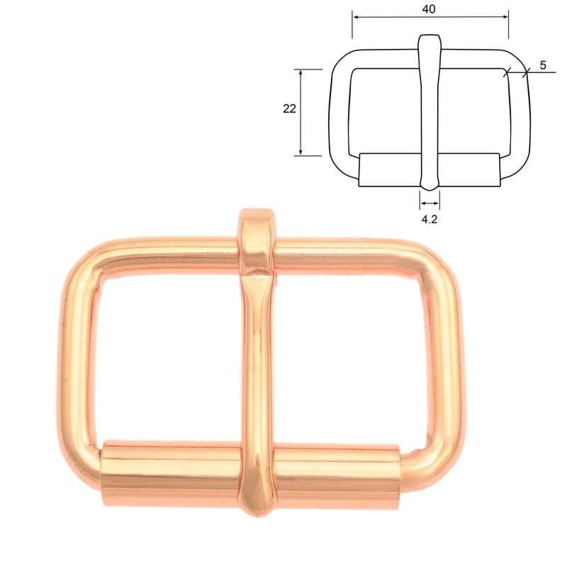 Rollschnalle aus Stahl - Rosegold - 40mm x 22mm - 10 Stück