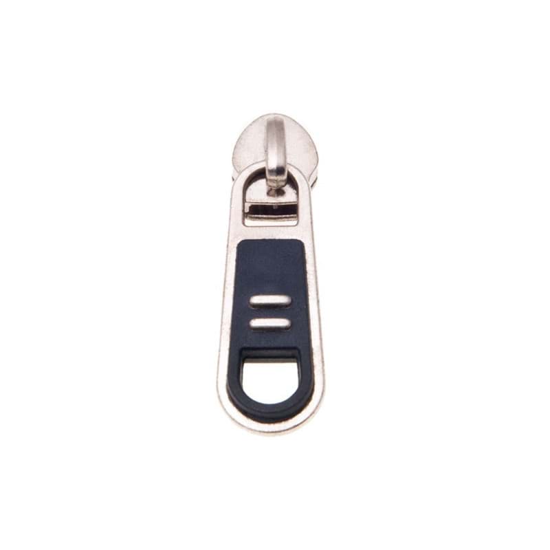 Zipper für 8mm Reißverschlüsse, Farbe: schwarz/silber - 10 Stück