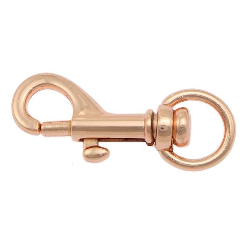 Bolzenkarabiner klein - 4,6cm mit 10mm Rundwirbel - rosegold - 1 Stück