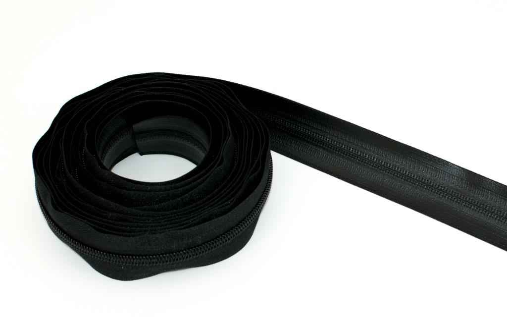 100m Reißverschluss - wasserdicht - 5mm Schiene, Farbe: schwarz